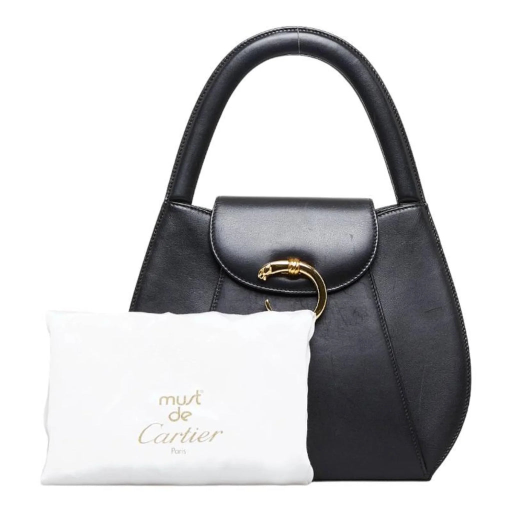 Pre-Owned gold (Good) handbag leather Panthère ladies CARTIER Cartier black