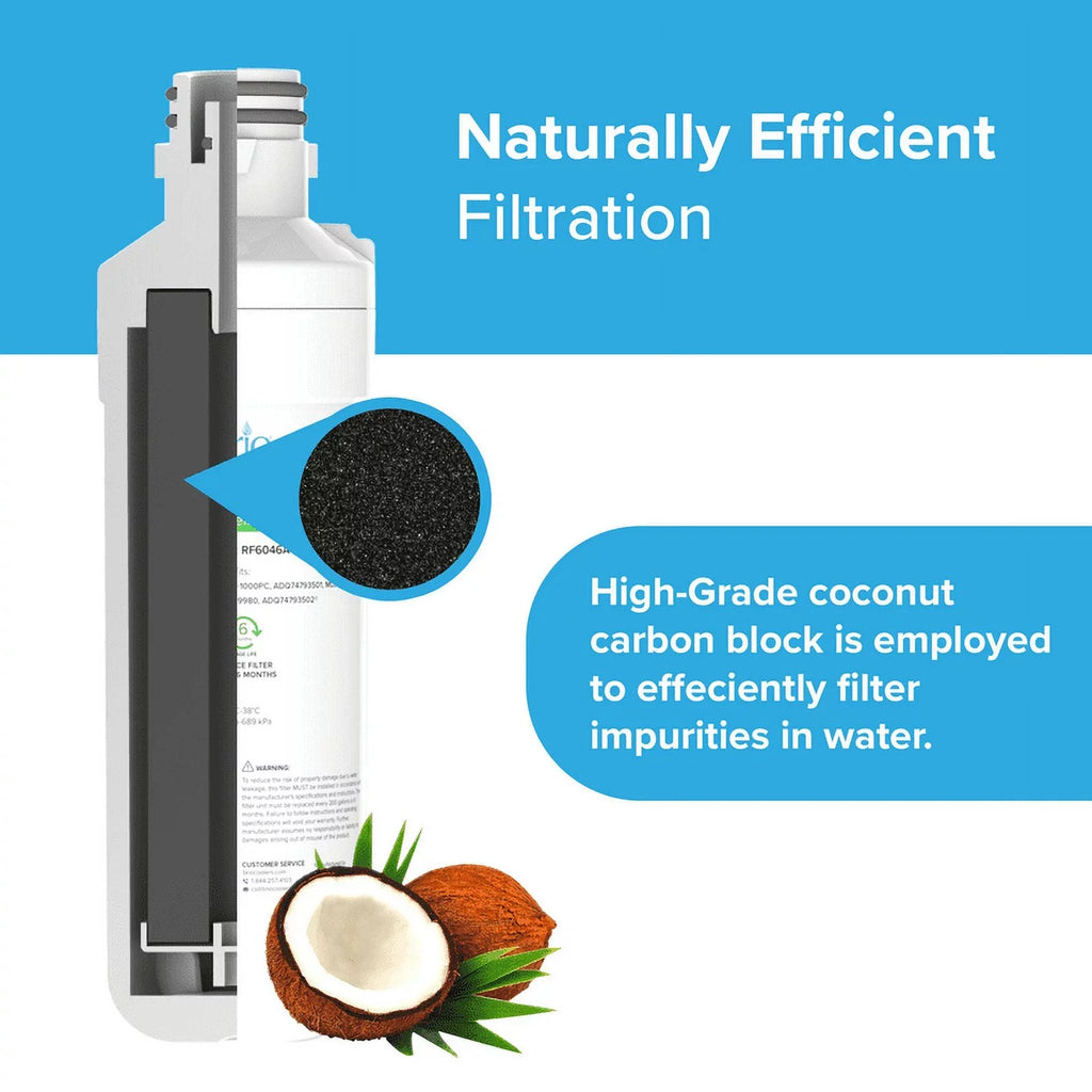 Filter Replacement Brio LT1000PCS, 6046A LT1000PC, LT-1000PC, LGLT1000P, With ADQ74793501 liquid Compatible Refrigerator
