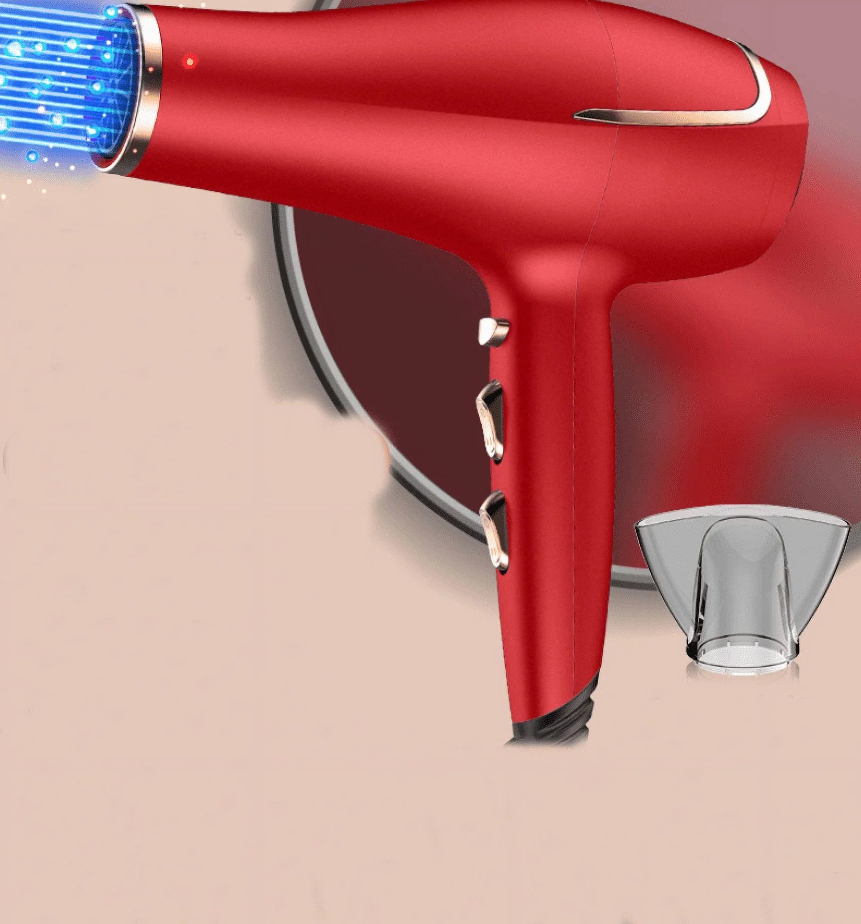 Hair Dryer, and Cool Power 3 Hair Dryer, Dryers Function 2 air Shinier hot Heat Button, Settings, for Speed Concentrator cold CONFU Nozzle(Red) Results, and Ionic Shot Women, 2300W for High