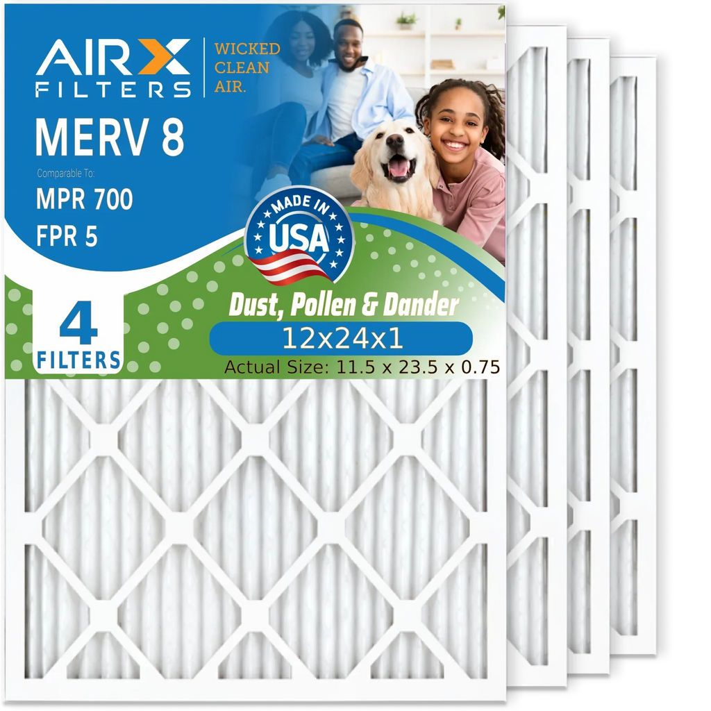 12x24x1 Air Made USA Filter Electrostatic 4 8 12x24x1 to AIR. 5 Filter Premium MERV by Furnace HVAC FILTERS Air FPR Filters WICKED 700 Conditioner Pack & AC AIRX Comparable Pleated MPR CLEAN