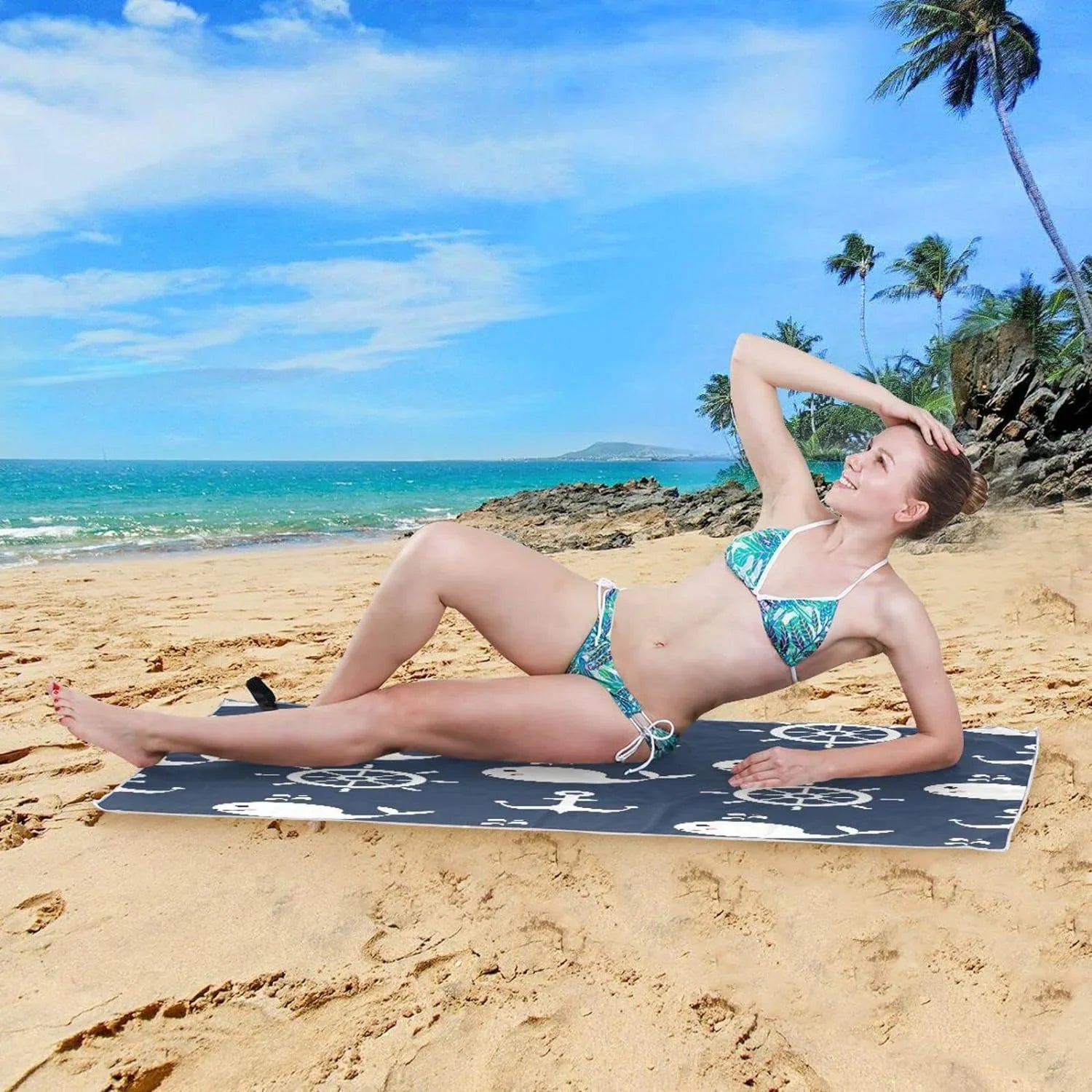 Super Quick Travel Beach - Anchor - Lightweight Swimming Towel Holiday Camping （429） Oversized Dry Bestwell Retro for Whale Absorbent Towels Compact Towel Cartoon