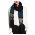 Wrap OS Embellished Scarf, Print Stripe TEAL,dimension LUXE Fringe Michael Kors, Stud