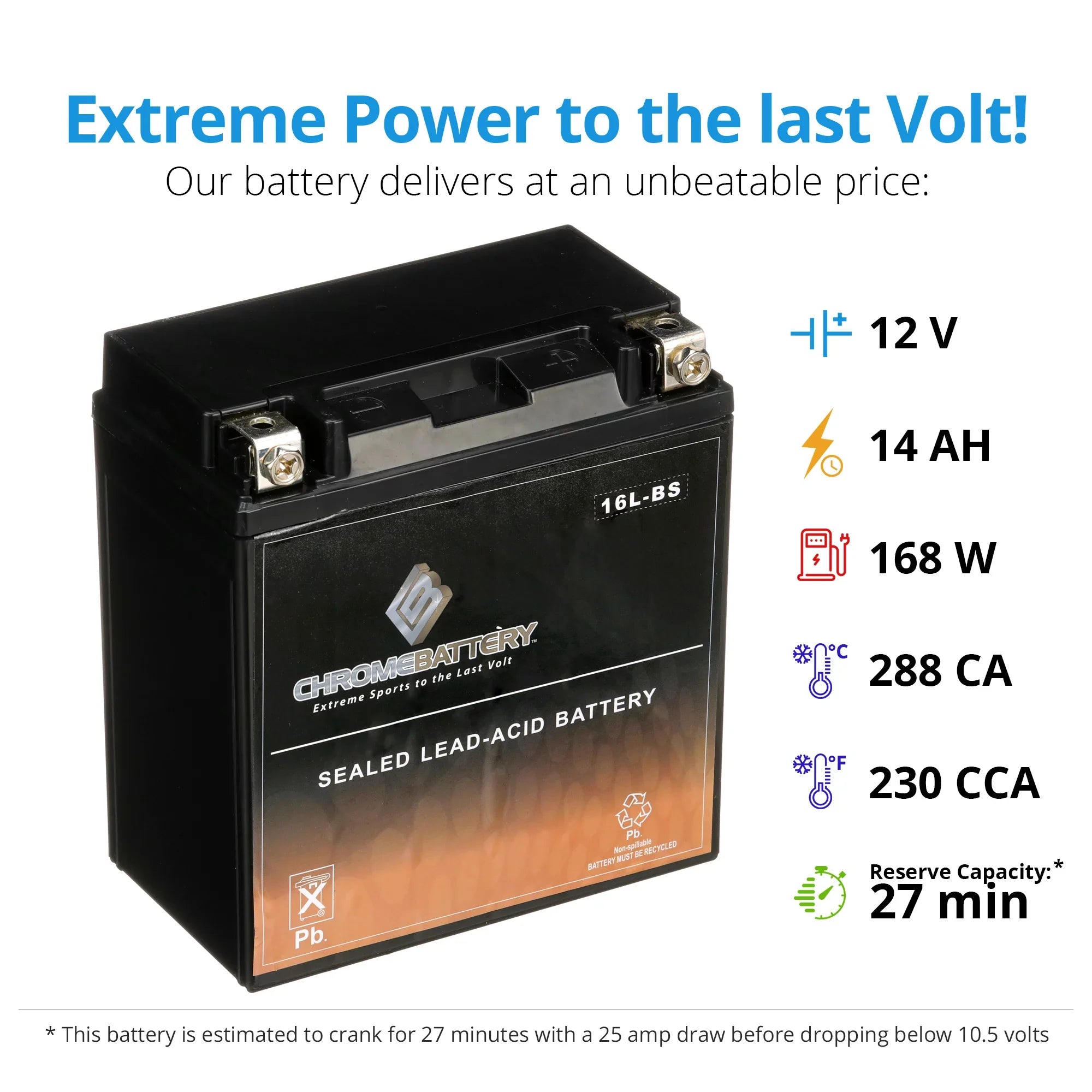 for Jh750 12 CCA) Kawasaki Jet Xir 1992 (16L-BS St YTX16L-BS Ah, 750cc Chrome Ss Xi Battery Ski Volt,14 230 Battery