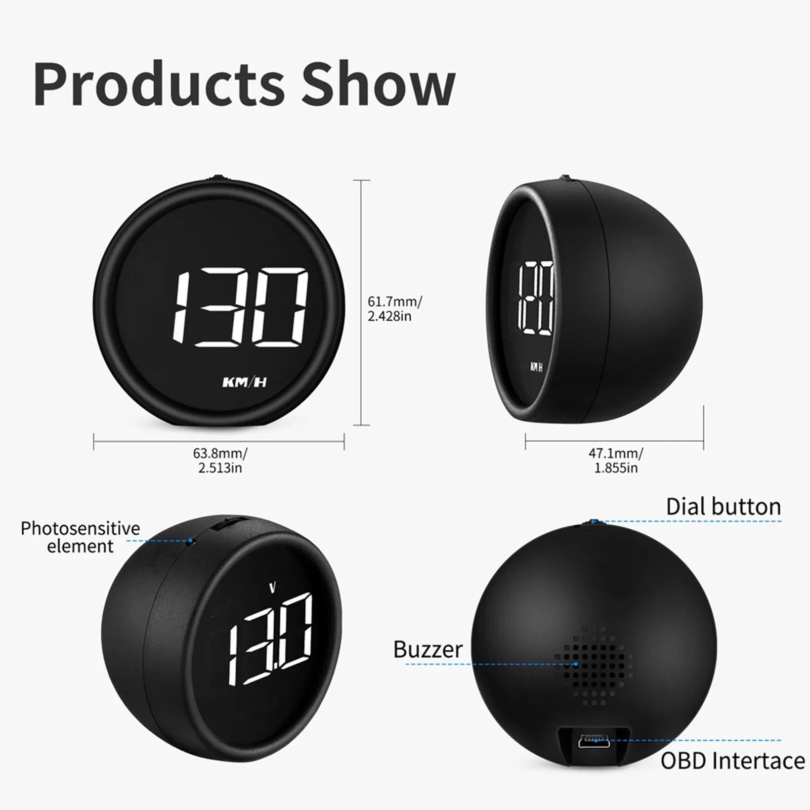 HUD Speedometer for Diagnostic Detector Car Display Safe Head-Up OBDII Driving Moobody