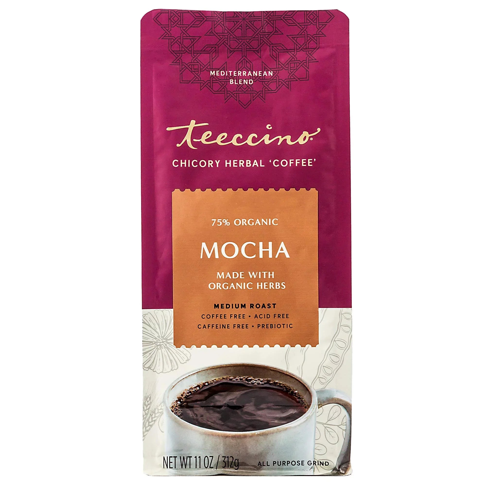 Medium Chicory ounce Teeccino 11 of Mocha Coffee 6) Herbal Ground, Roast (Pack