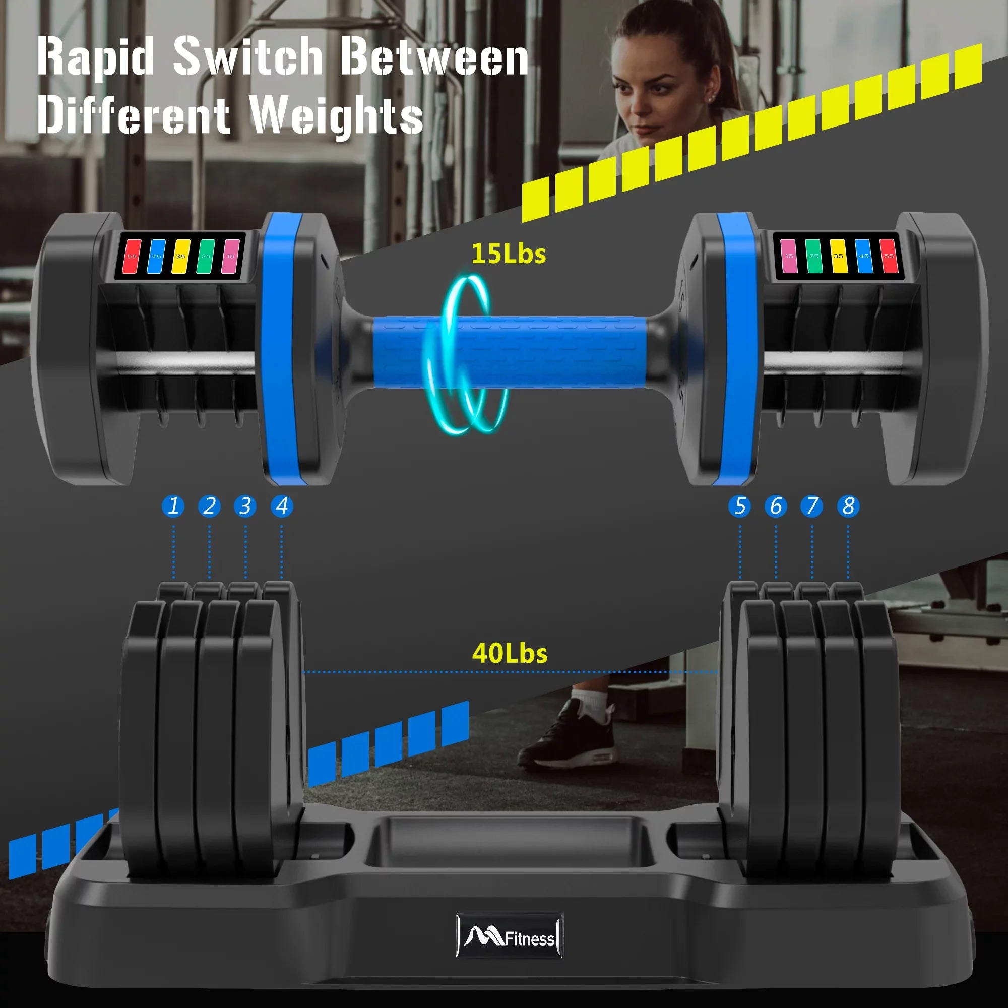 Single by Body Tray, 55lb for with Fast Adjustable Fitness Handle Turning Adjust Full Workout Suitable Weight Dumbbell Anti-Slip - with Exercise Handle, Dumbbell Dumbbell