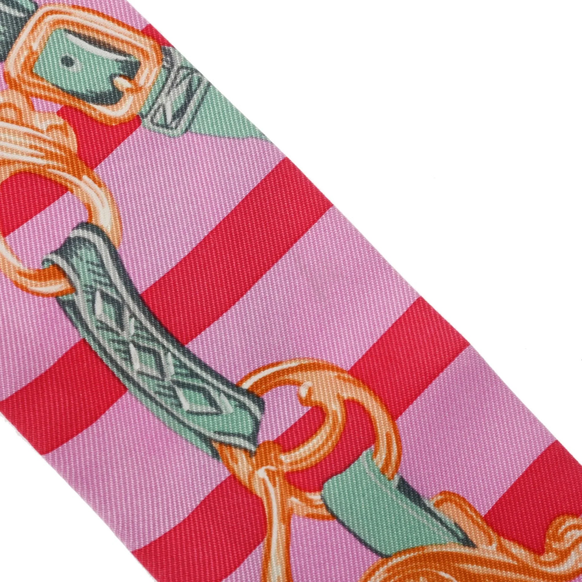 Muffler Old Pink/Red/Green Pre-Owned (Fair) GALA - 100% Twilly HERMES DE Scarf Tag Silk BRIDES Women's