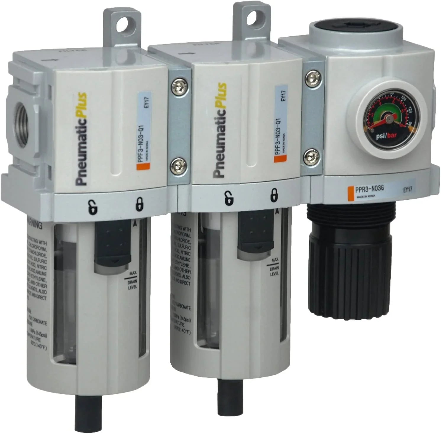 Microns Regulator, - Small Particle) Coalescing Micron Filter Air Filter, Air Air 3/8" Bowl, Oil (0.3 - Compressed (5 Dryer Dust) & Particulate & Compressed Air Pressure Drain System - NPT Manual