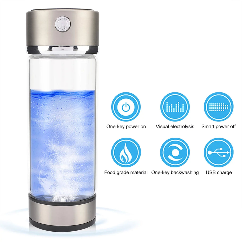 Dekaim Filter Bottle, Rich Hydrogen Charging Purifier Lonizer Hydrogen Bottle USB Glass Cup liquid Portable