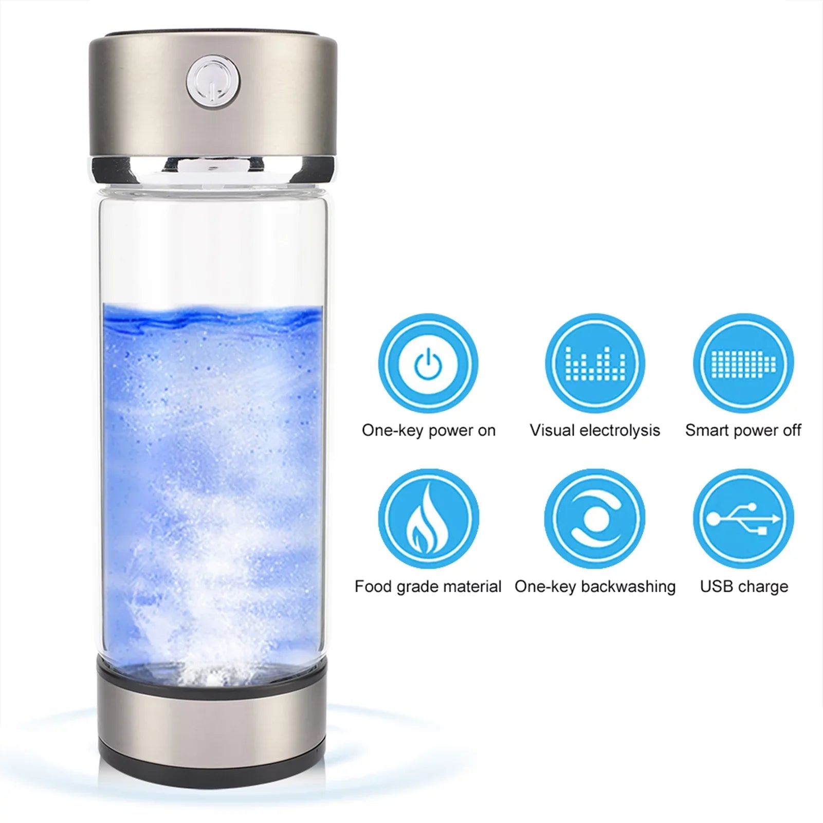 Dekaim Filter Bottle, Rich Hydrogen Charging Purifier Lonizer Hydrogen Bottle USB Glass Cup liquid Portable