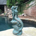 Giant Finish Statue Rock Coastal Beach Statue Lawn Nautical Garden On Patio Bronze Sitting Pool In In. 28