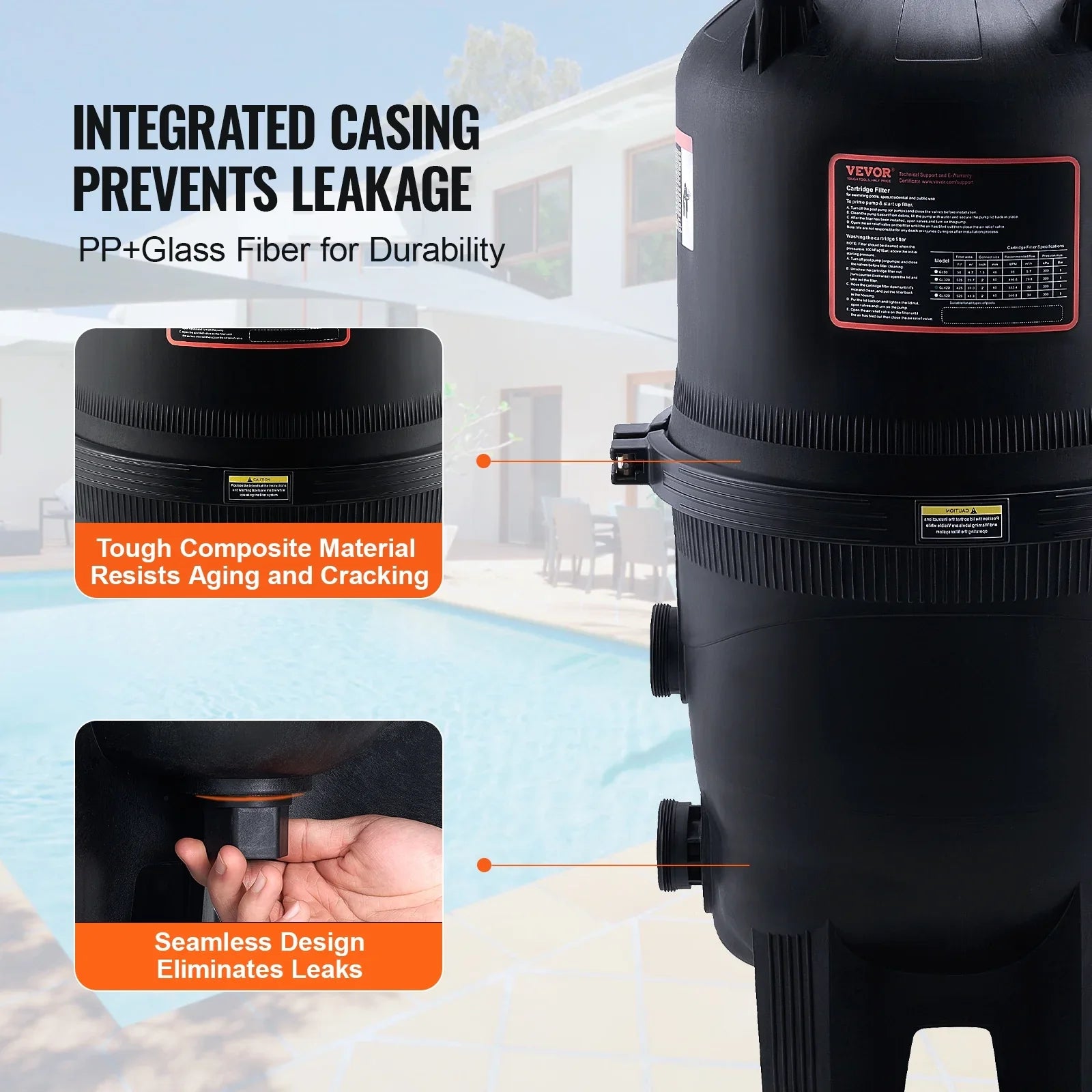 Filtration In/Above Pool Swimming Filter 425Sq.Ft SKYSHALO Pool Cartridge Ground