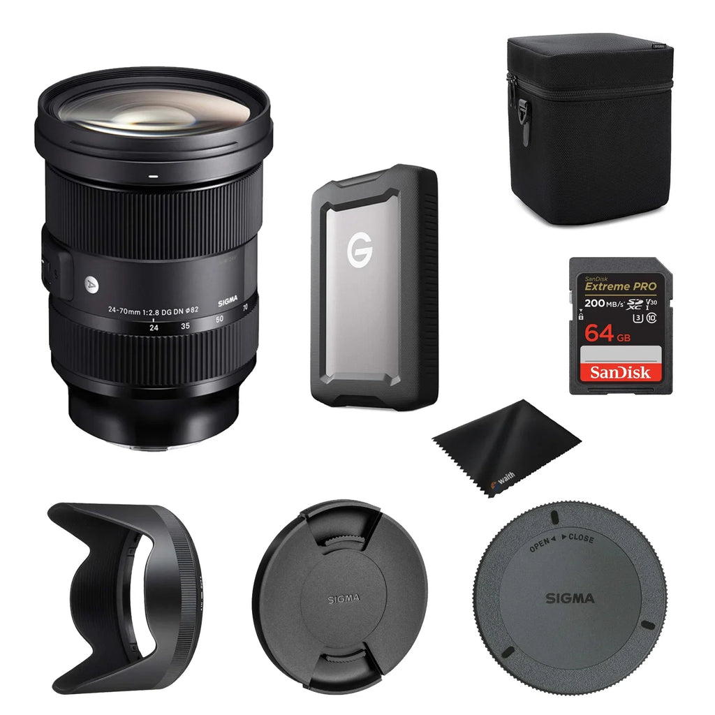 E Hard 1, Memory Professional Gen with Cloth Card Cleaning SDXC 24-70mm 1TB DN Microfiber External Lens Sigma UHS-I Drive Art DG Extreme Waith Set) 64GB 3.2 PRO (Bundle F2.8 and for USB-C