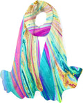 Silk Girls Shawl Watercolor Marble Neck Hyjoy Scarf Long for Scarves Wrap Art Lightweight Women