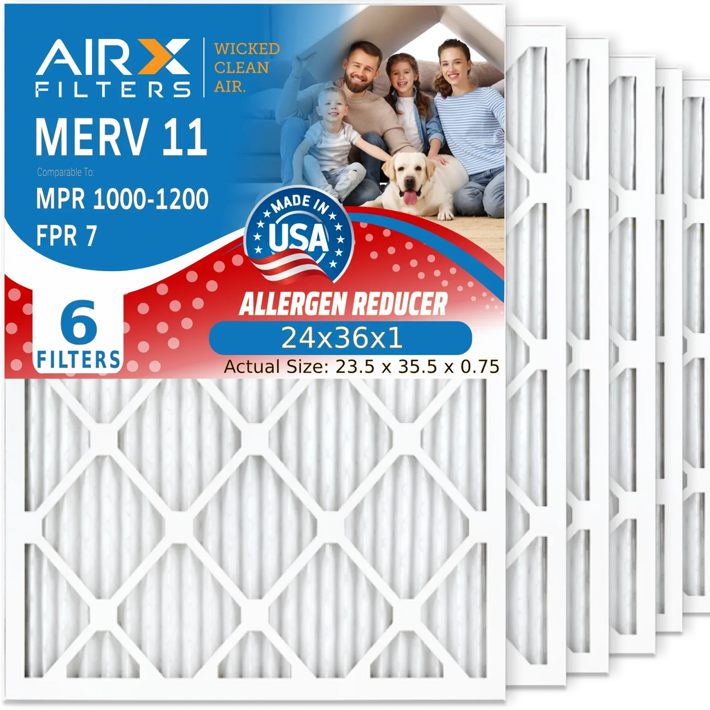 Conditioner Air MPR Premium Pleated Filter 6 Electrostatic Pack 11 & 24x36x1 MPR WICKED 1200 MERV FPR Comparable AIRX Air Filter to AIR. 24x36x1 USA Made 7 HVAC Furnace FILTERS 1000, by CLEAN Filters