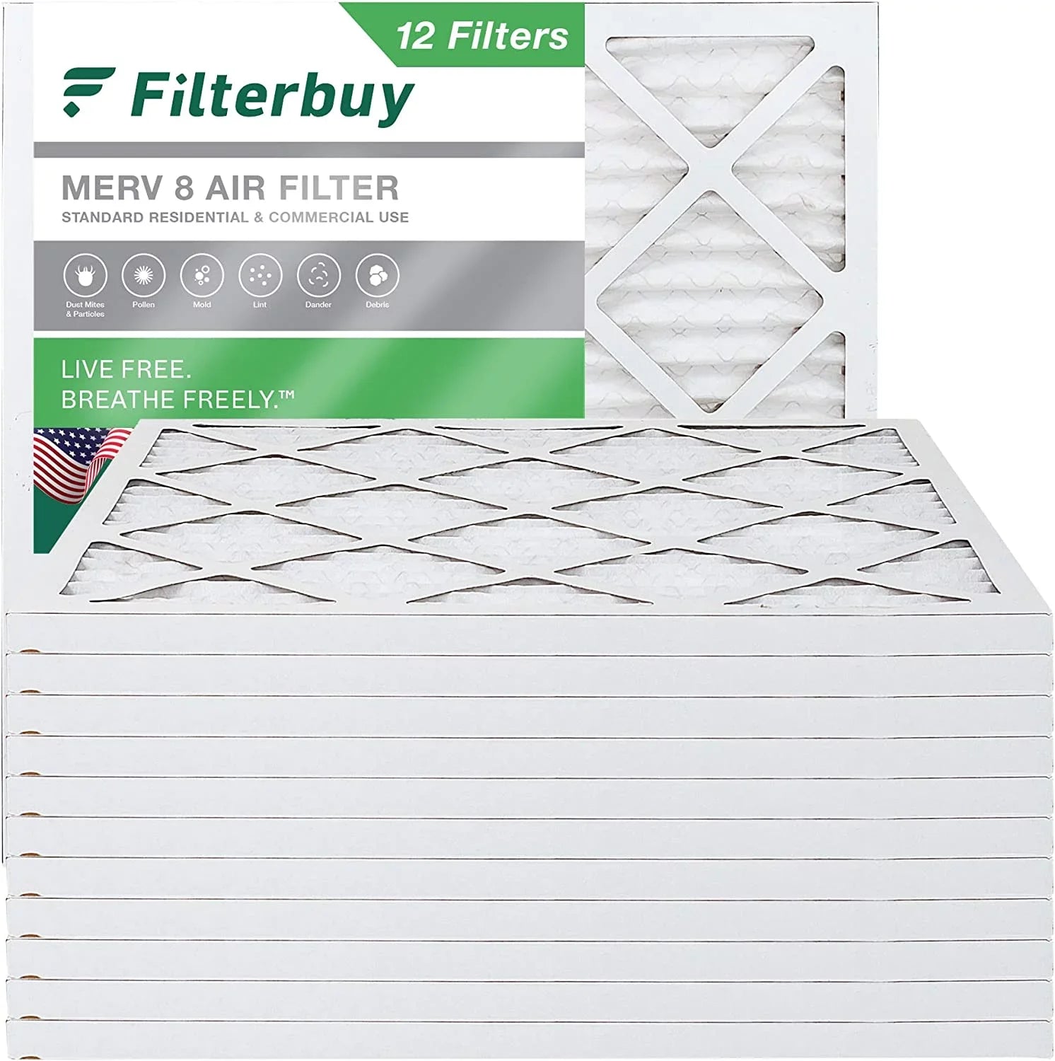 Filterbuy AC MERV HVAC Pleated (12-Pack) 18x18x1 Filters Air Furnace 8