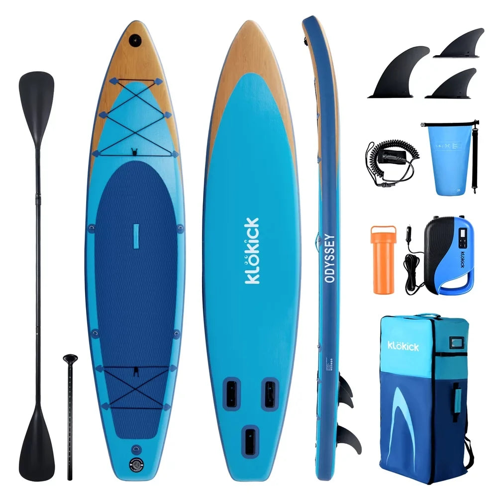 Air Fin, 32'' Leash, Paddle x (12' with Pump, ft x 12 Premium KLOKICK ELECTRONIC 6'') Inflatable SUP