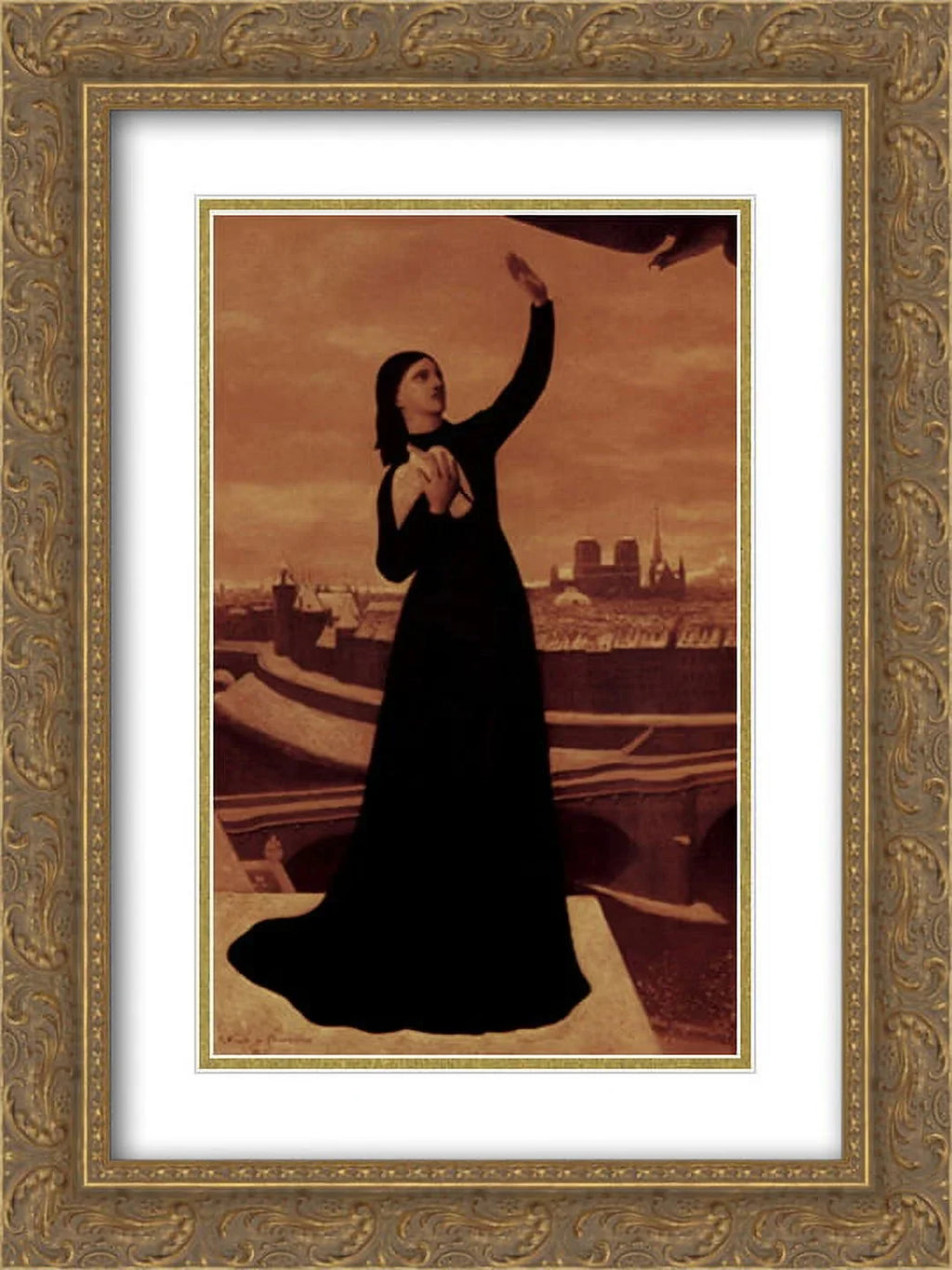 Birds' Print Puvis 18x24 Ornate Matted Gold Framed Chavannes Art 2x 'The Pierre de