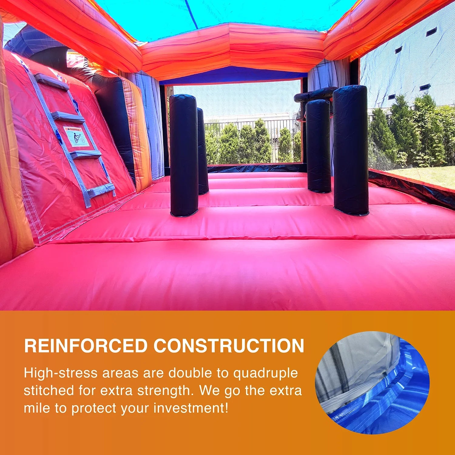 with House Slide Pool JumpOrange Commercial exterior Bounce Splash Inflatable liquid for with Rocker Grade Blower Titan and Adults Kids