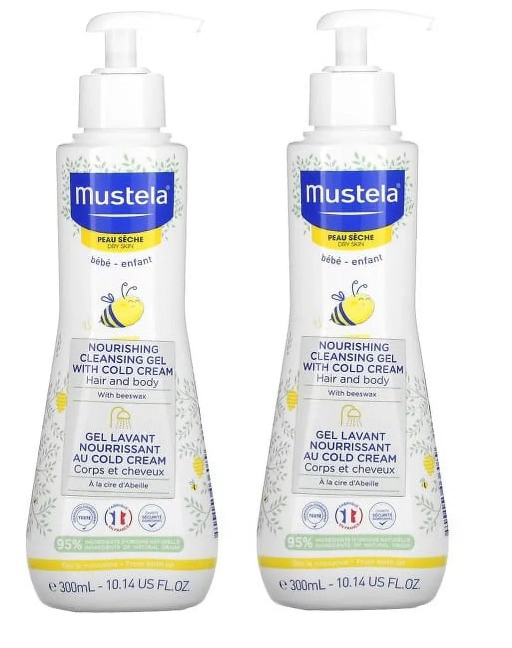 Nourishing & Cold 2-pack Body Cream 10.14 Mustela oz, Dry For Baby Gel Hair Cleansing Skin with -