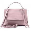 Shoulder Lavender Leather, in Handcrafted Calfskin - Artisan Freestyle Genuine Handbag Medium Women Italian