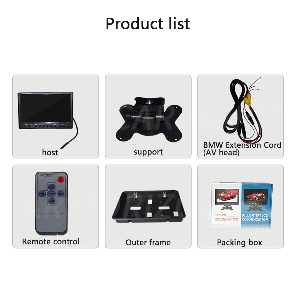 Reverse,Front-View, 9 Camera Monitor, Color Reverse and Backup Connection. for Rear Rear Camera View View Video Car HD Install Inch Display Side-View Input TFT Easy Two-Way to LCD