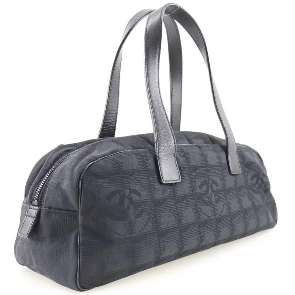 Boston Black Used Handbag Nylon A15828 Canvas Travel New Ladies Authenticated Line Mini