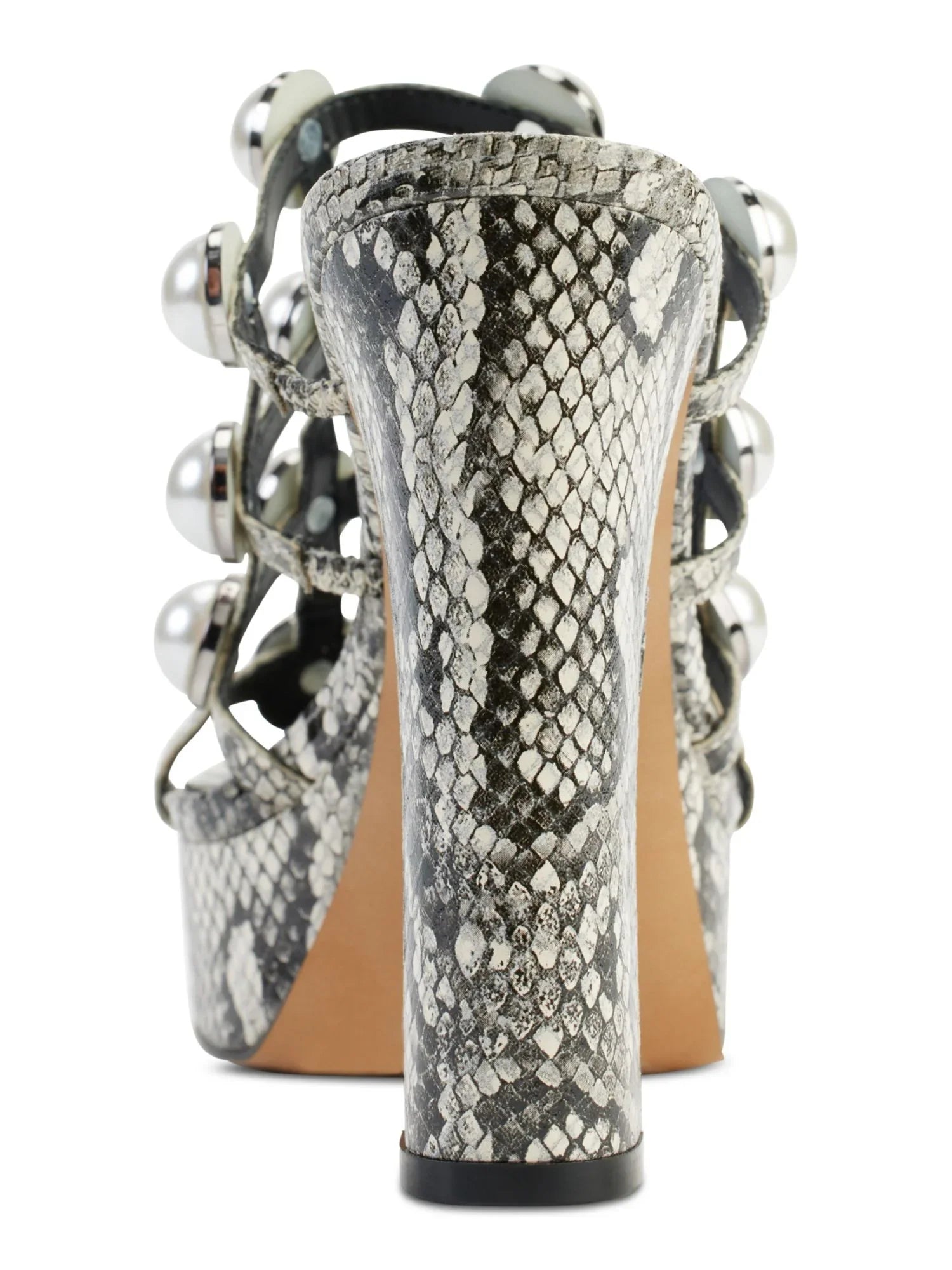 Toe KARL Heel Embellished outfit Platform On PARIS 1" M Round Heeled Slip Black 9 LAGERFELD Womens Addica Sandal Cone Snakeskin