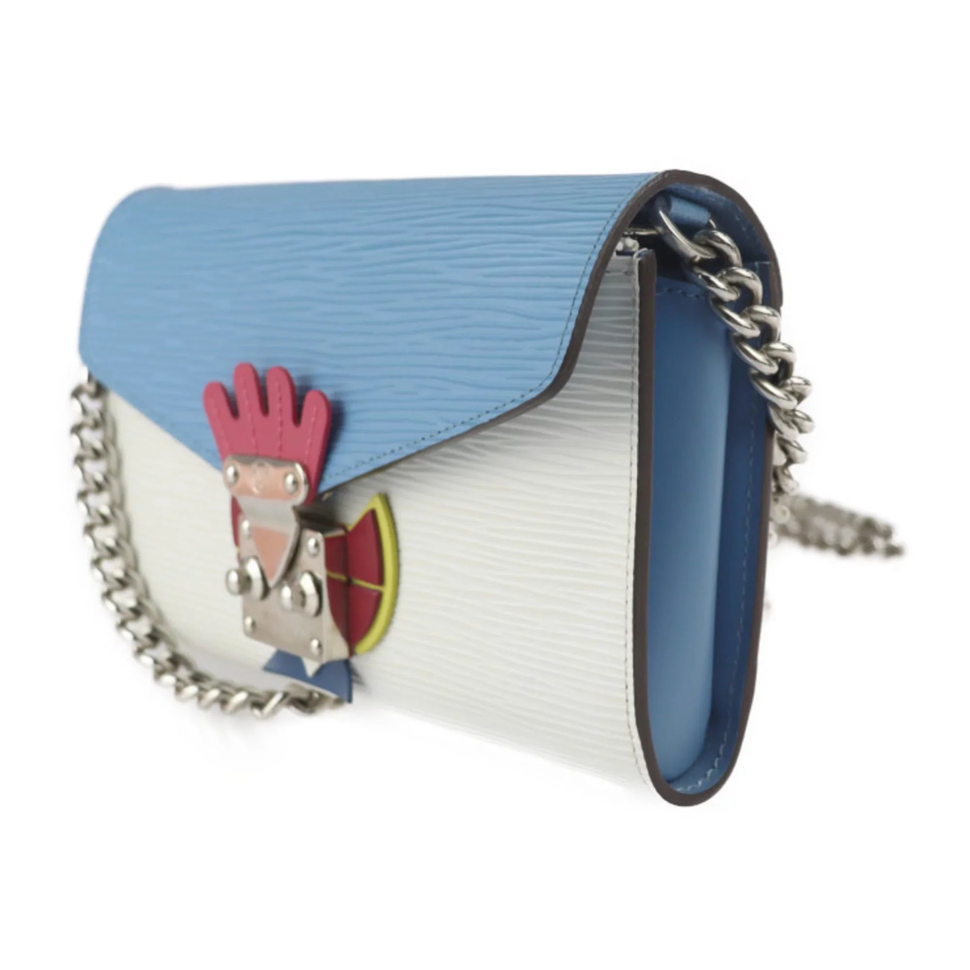 Bag Tribal Epi White Pre-Owned Long Multicolor Blue Series Hardware Mask Shoulder M60795 Wallet (Good) Leather Chain Silver