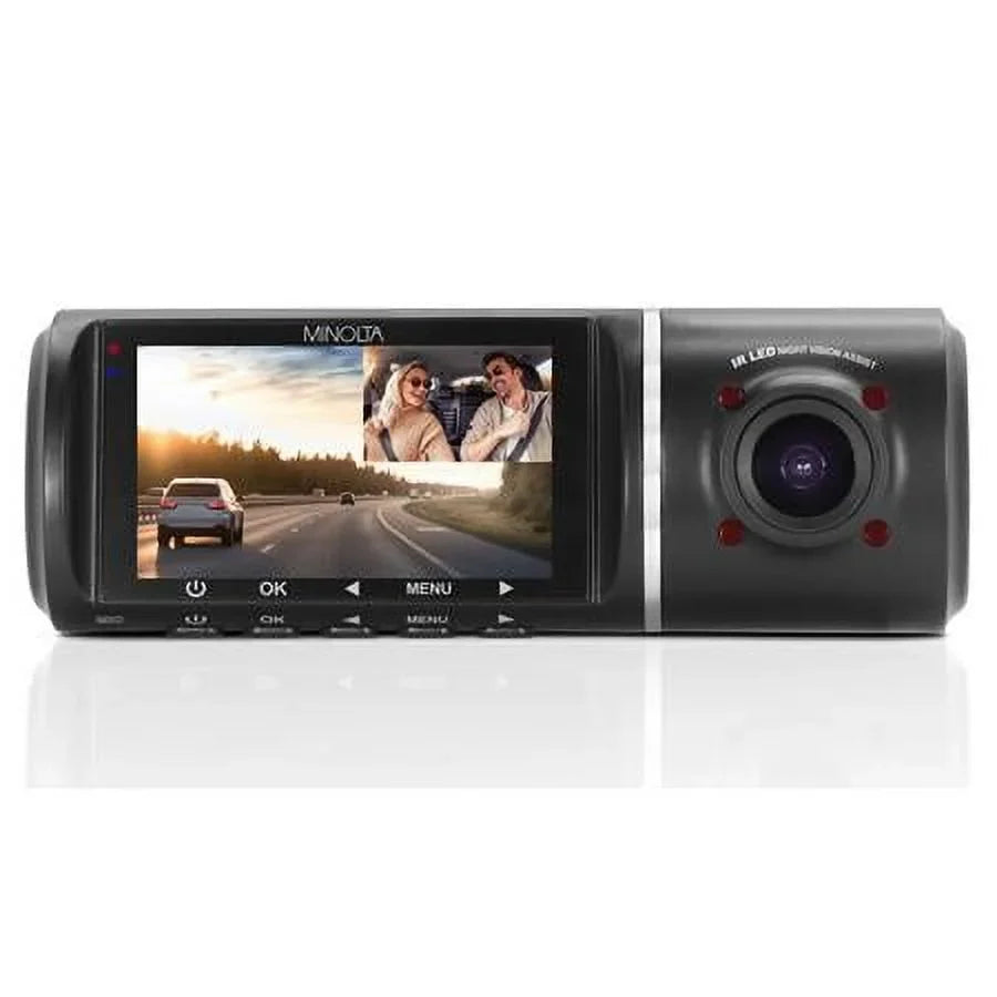 2.45" 3-Channel LCD Camera Black Dash with MNCD245T Screen Rear and View Front Full HD Recording,