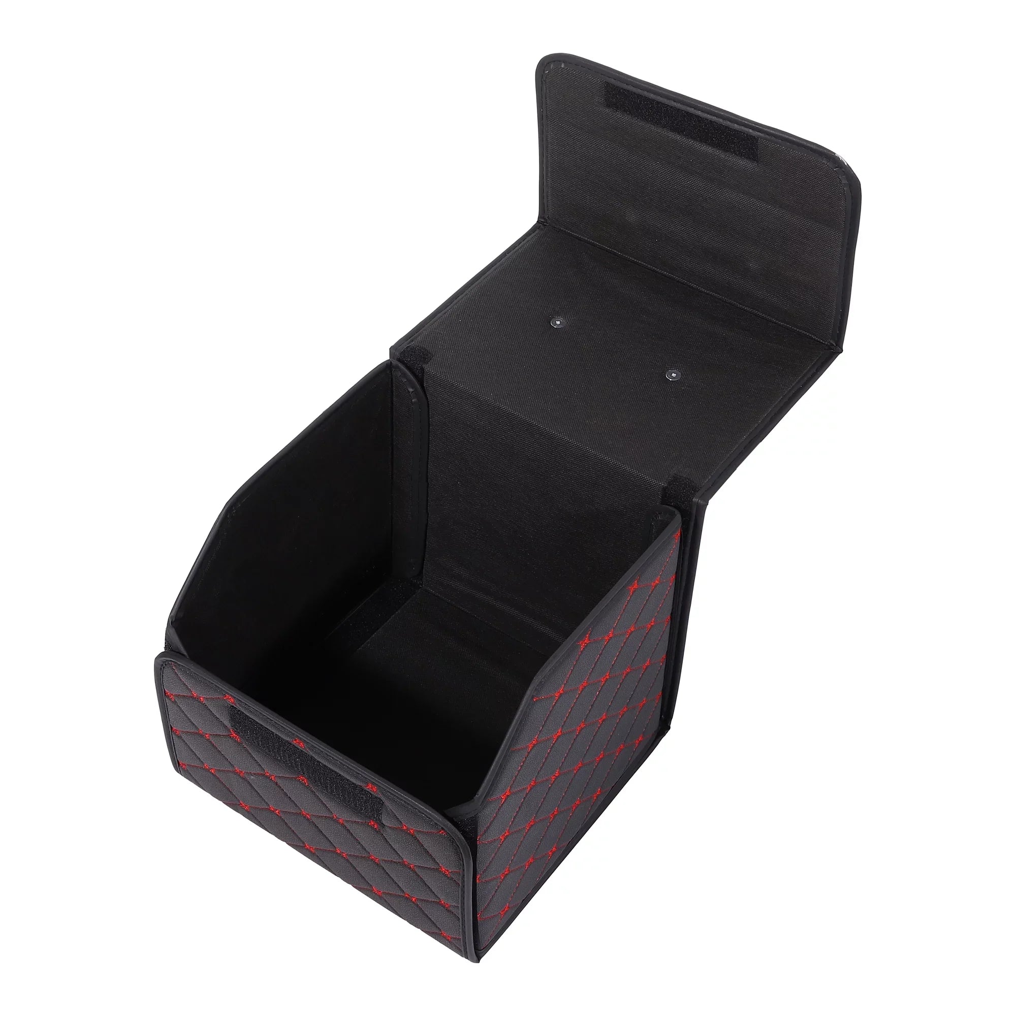 Handle PU Boot Foldable Trunk Truck Bag Storage SUV Black Bag 33x31x29cm Car with Leather Organiser for Red Stitches