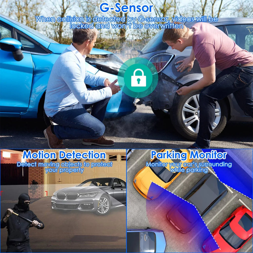 Detection with Video Camera Night Not 1080P Motion Front Rear Car Loop iMounTEK Included) Dual DVR MMC G-Sensor (32G Dash Recorder Cam Vision Recording Car Card