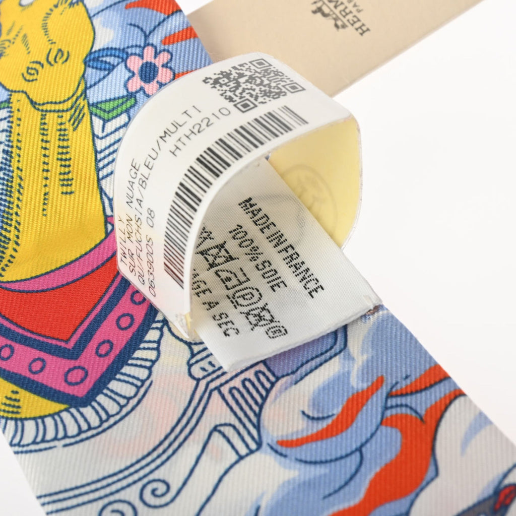 Pre-Owned Pink/Multicolor MON Women's Muffler 100% Silk Twilly (Good) NUAGE SUR HERMES Scarf 063900S