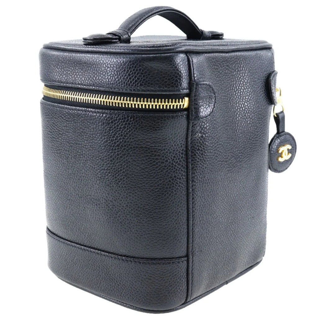 Black Skin (Good) Made in Handbag Vanity Coco Zipper Matte Ladies Pre-Owned Caviar Mark France