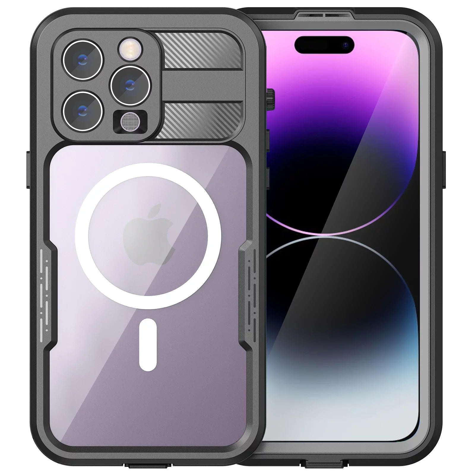 for with Dropproof][Dustproof][Compatible Underwater][14FT Waterproof, Pro Pro Black Case - MagSafe] Screen iPhone for 6H [Real 14 14 Built-in Protector iPhone 6.1" 360][IP68 Military