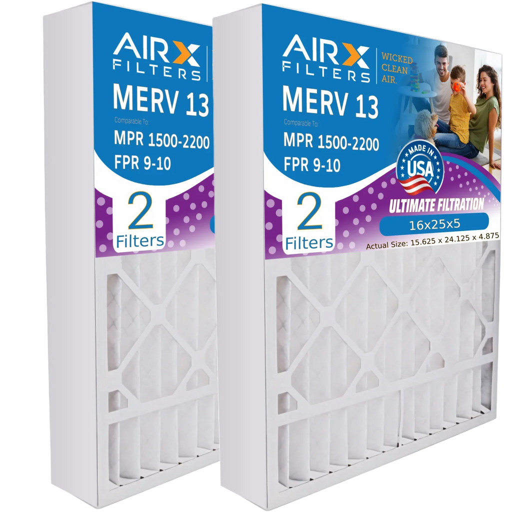 MPR to 91-005 Air Filter MERV with Comparable Furnace 16x25x5 FILTERS 13 16x25x5 Filter MERV 2200 AIRX AIR. 1500 & 13 by CLEAN Made Compatible Premium WICKED - USA FPR Ultravation 9