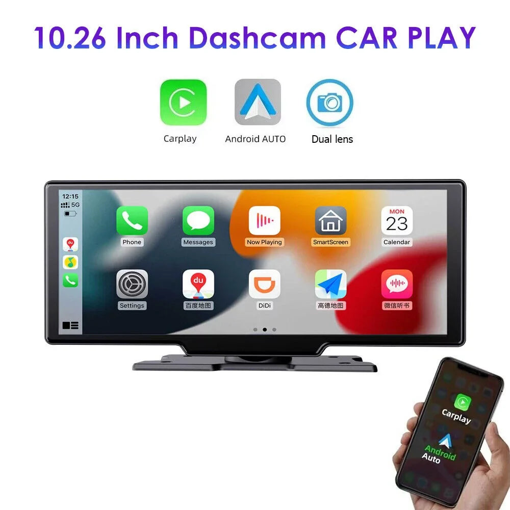 WiFi Screen, Connectivity, - 2K Wireless 1080P Recording, Enhanced Lens with Dual Android KingFurt Dash T91 Auto, Camera Touch