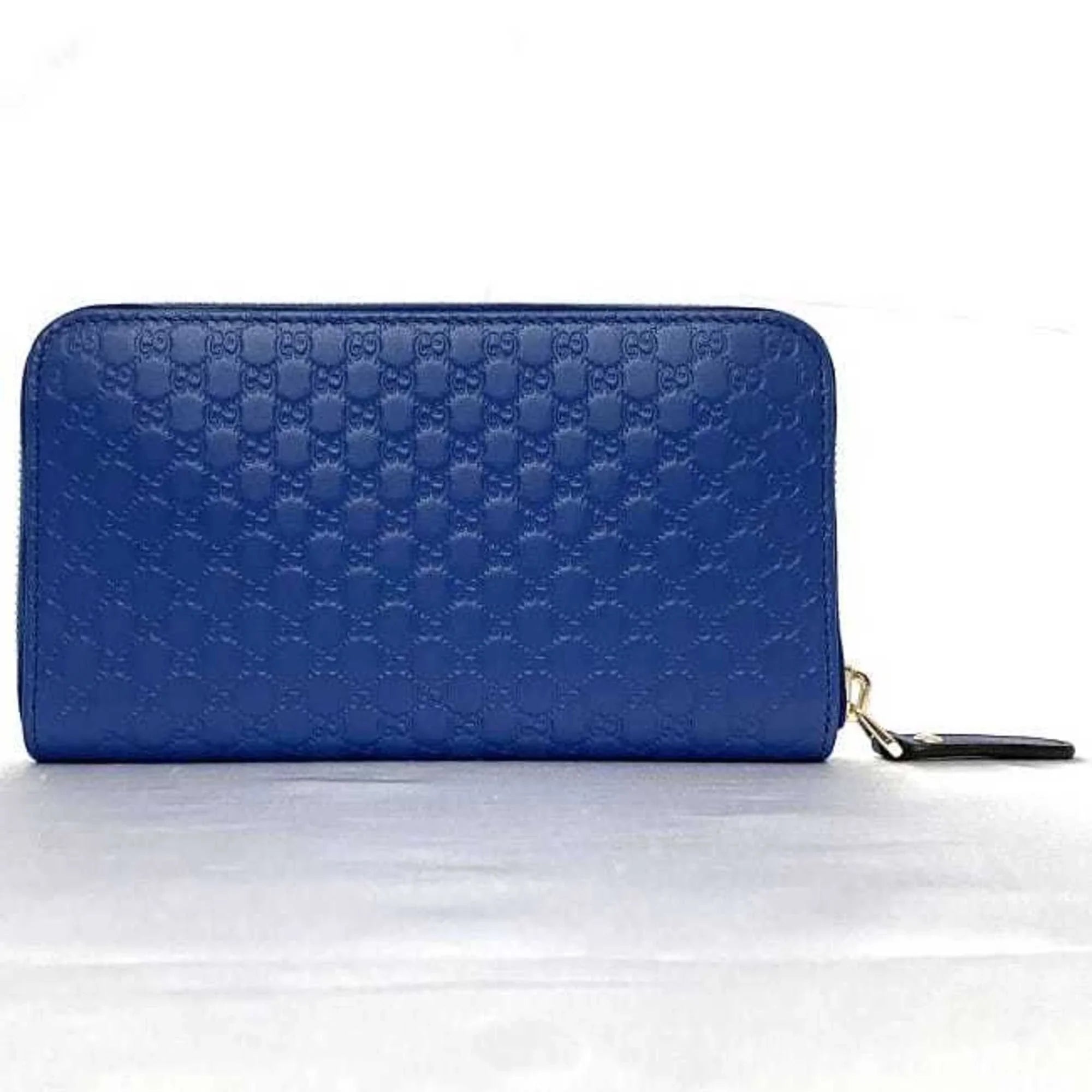Long GG Wallet Pre-Owned Blue Leather Navy 449391 New) (Like Round Microsima