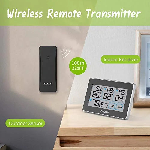 and Hanging Station Max Tracker Real-Time with - Slot, LCD, Sensors, climate BALDR Wireless 262 Built-in Remote ft with 3 Humidity Digital Meter Black Temperature and Distance Touchscreen, Stand