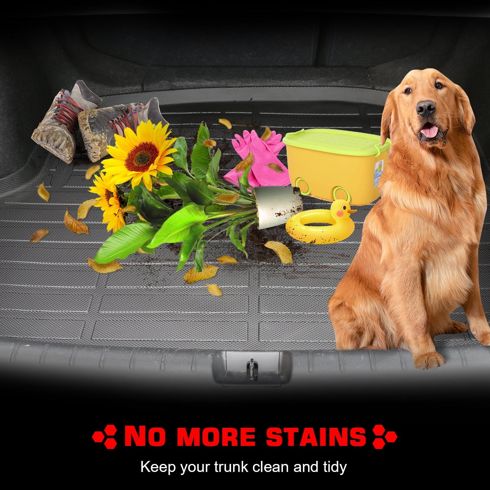 Truck Duty Black 2022-2024 Rear Compatible Floor Cover Storage Cargo Liner Mat Heavy All With Motorsports Pickup TPE climate Ikon Bed Maverick, Protector Flooring Guard Trunk 3D