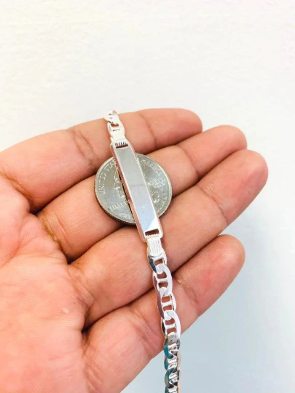 in / Bracelet Bracelet Sterling 8" 925 Pulsera ID for Link Bracelet / Mens 9.7g ID hombre Mariner Mens Silver for para Silver Silver 5.4mm Mariner /
