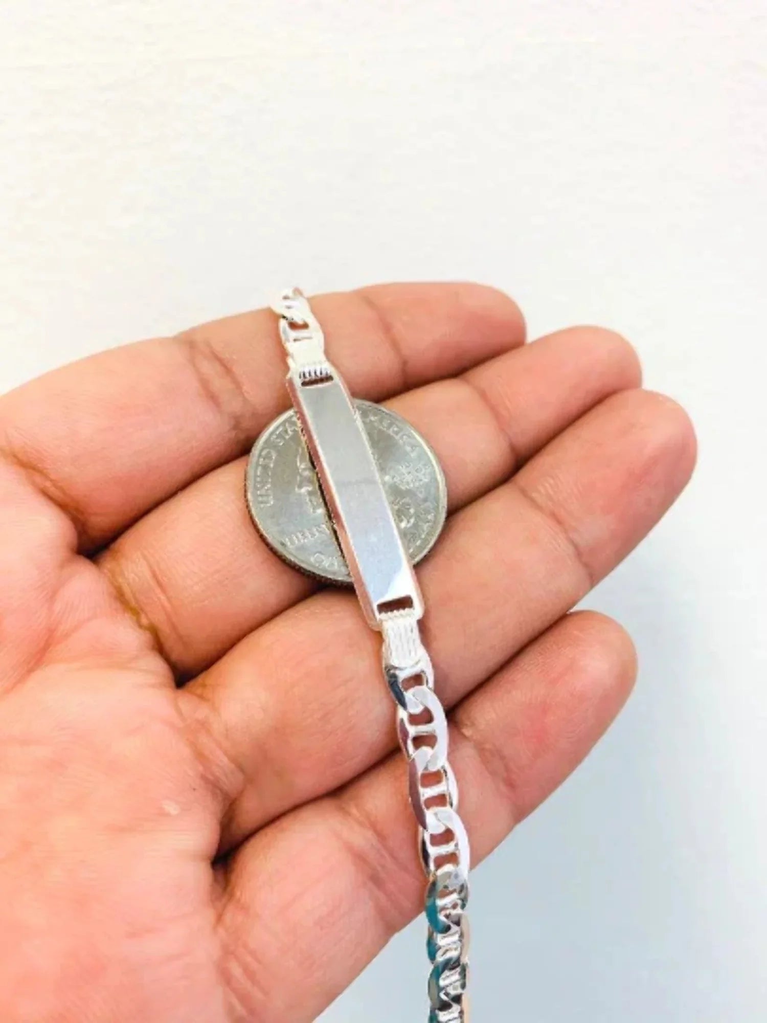 in / Bracelet Bracelet Sterling 8" 925 Pulsera ID for Link Bracelet / Mens 9.7g ID hombre Mariner Mens Silver for para Silver Silver 5.4mm Mariner /
