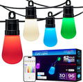 Lights, Color Control, Lightweight String String Customizable, Lights, Changing YANRUI Smart RGB Weatherproof, exterior Wi-Fi ft, Patio Dimmable 96 LED App 30 Lights, 79617
