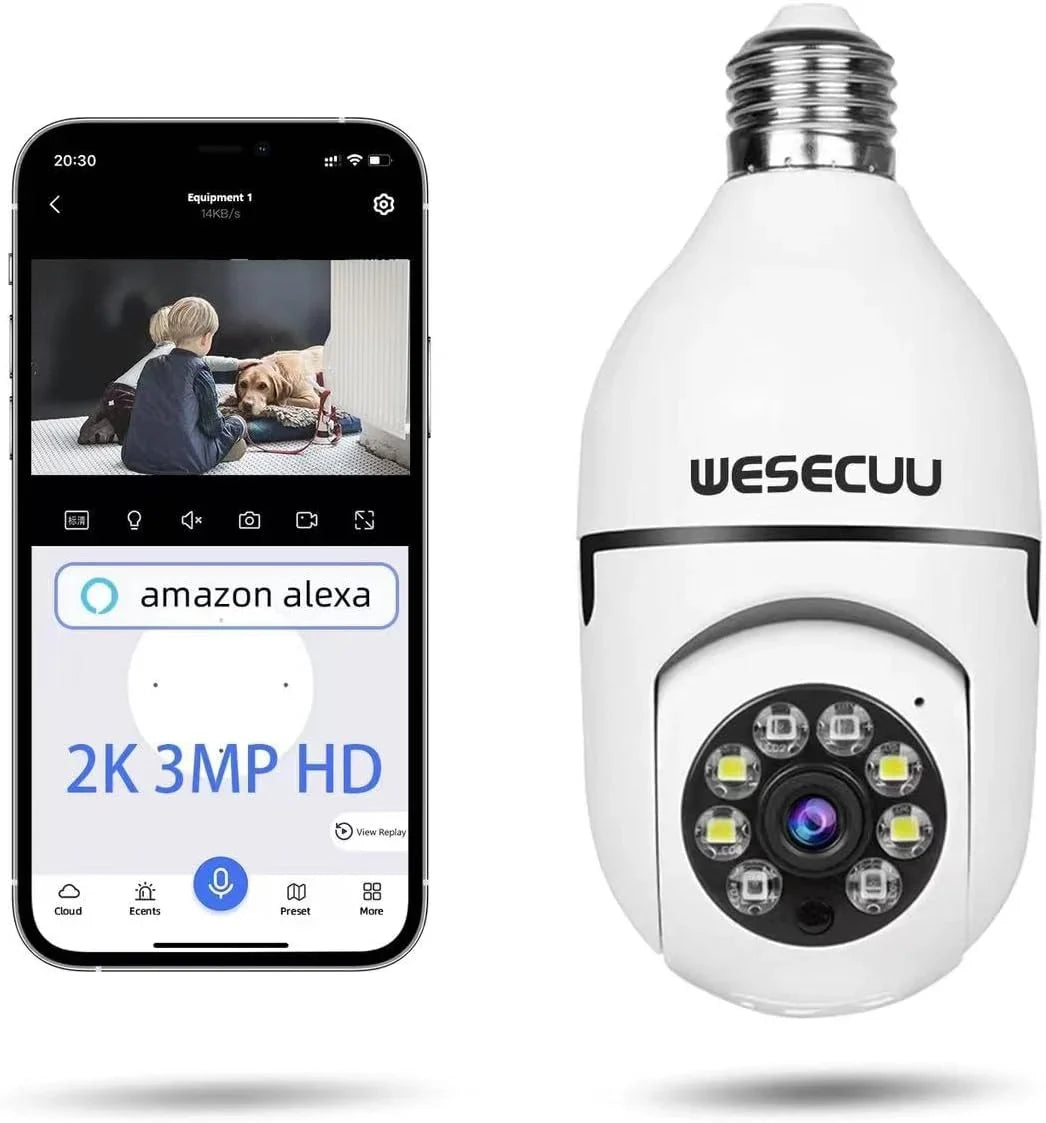 Security Color Full Day Security Camera Bulb Bulb Cameras Camera-3MP Security exterior Indoor 2.4GHz,360°