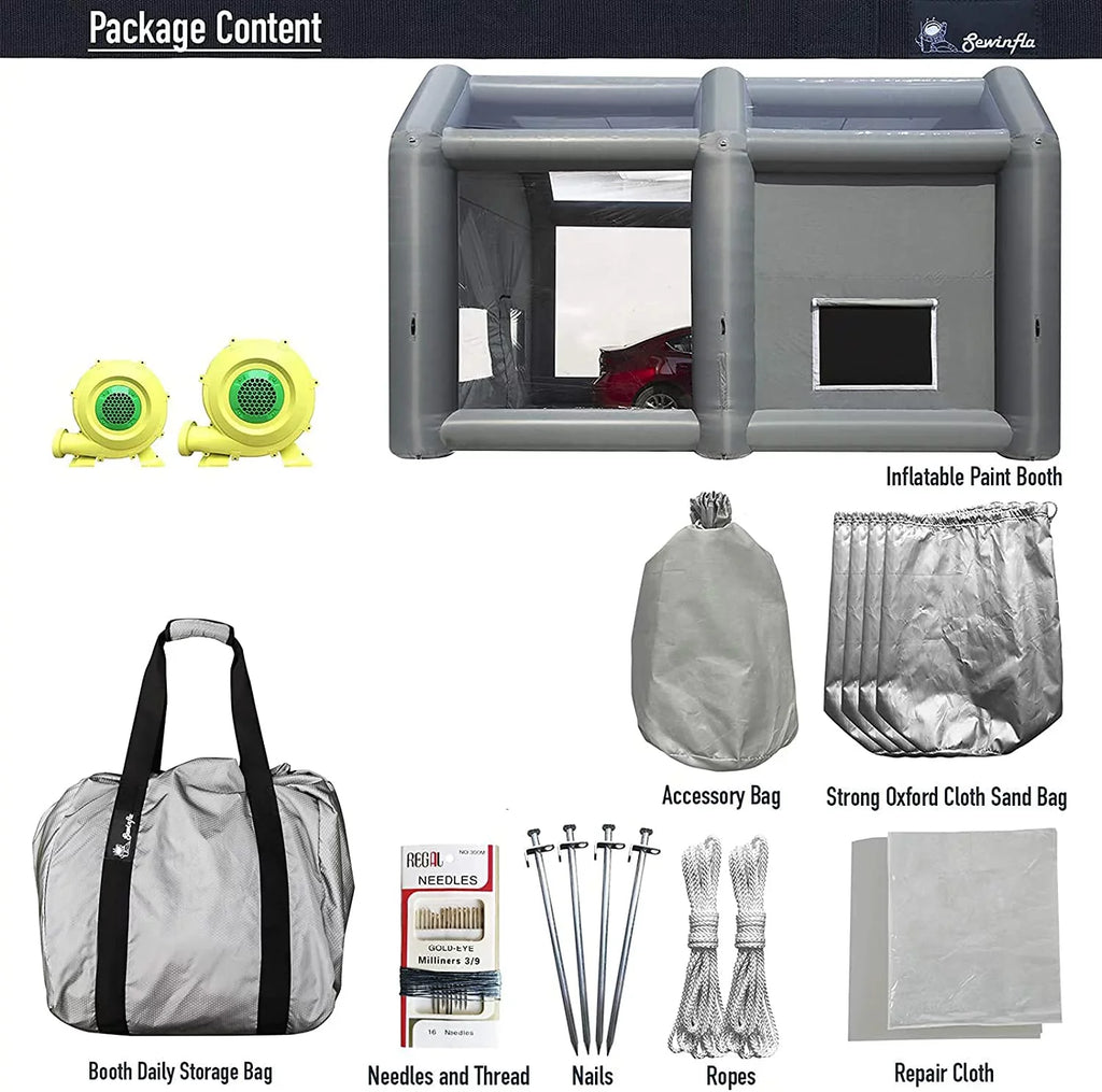 23x20x14.5Ft Paint Booth Inflatable Booth with Painting Spray Sewinfla Blowers Portable Inflatable Professional Booth Car
