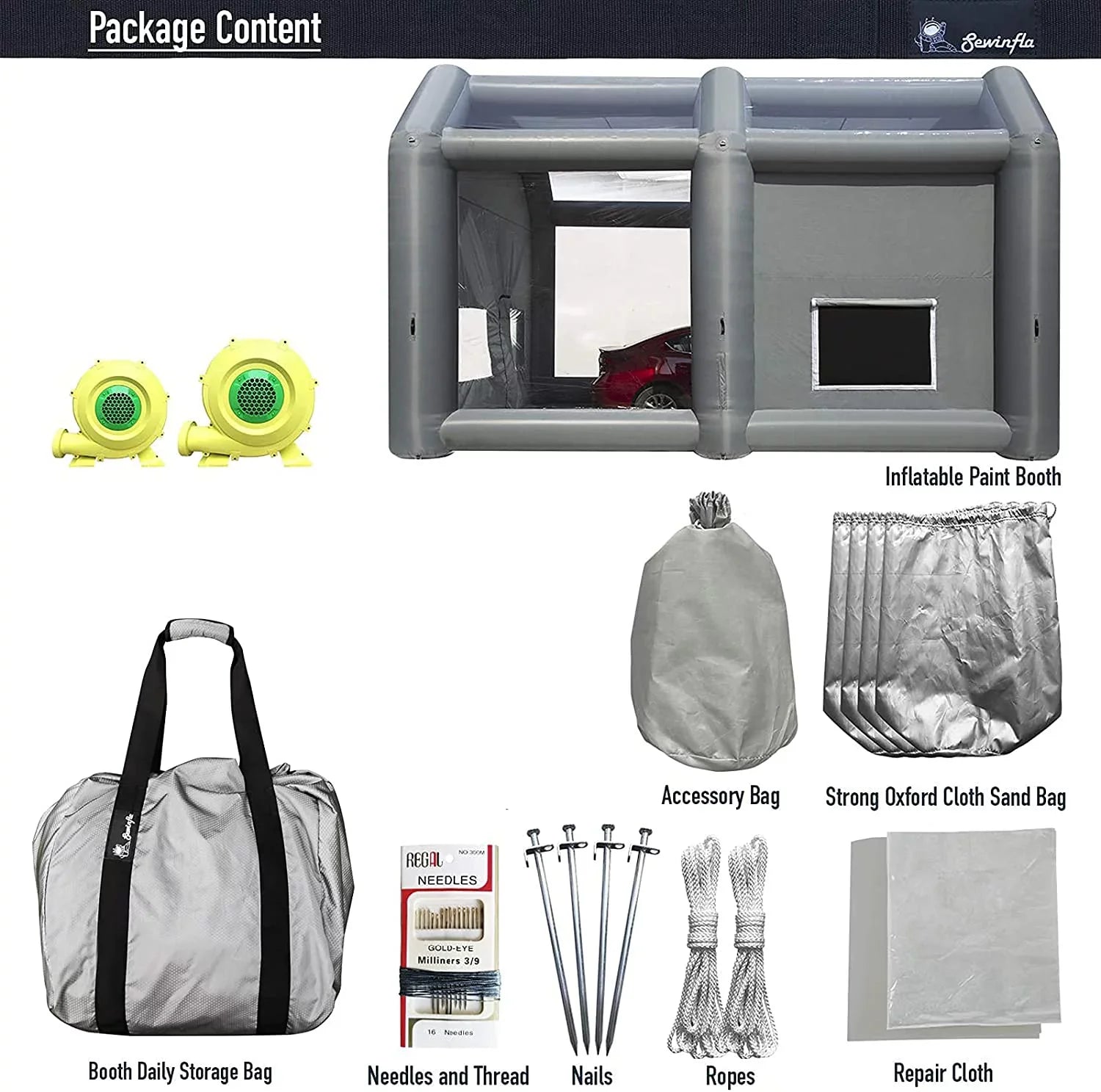 23x20x14.5Ft Paint Booth Inflatable Booth with Painting Spray Sewinfla Blowers Portable Inflatable Professional Booth Car