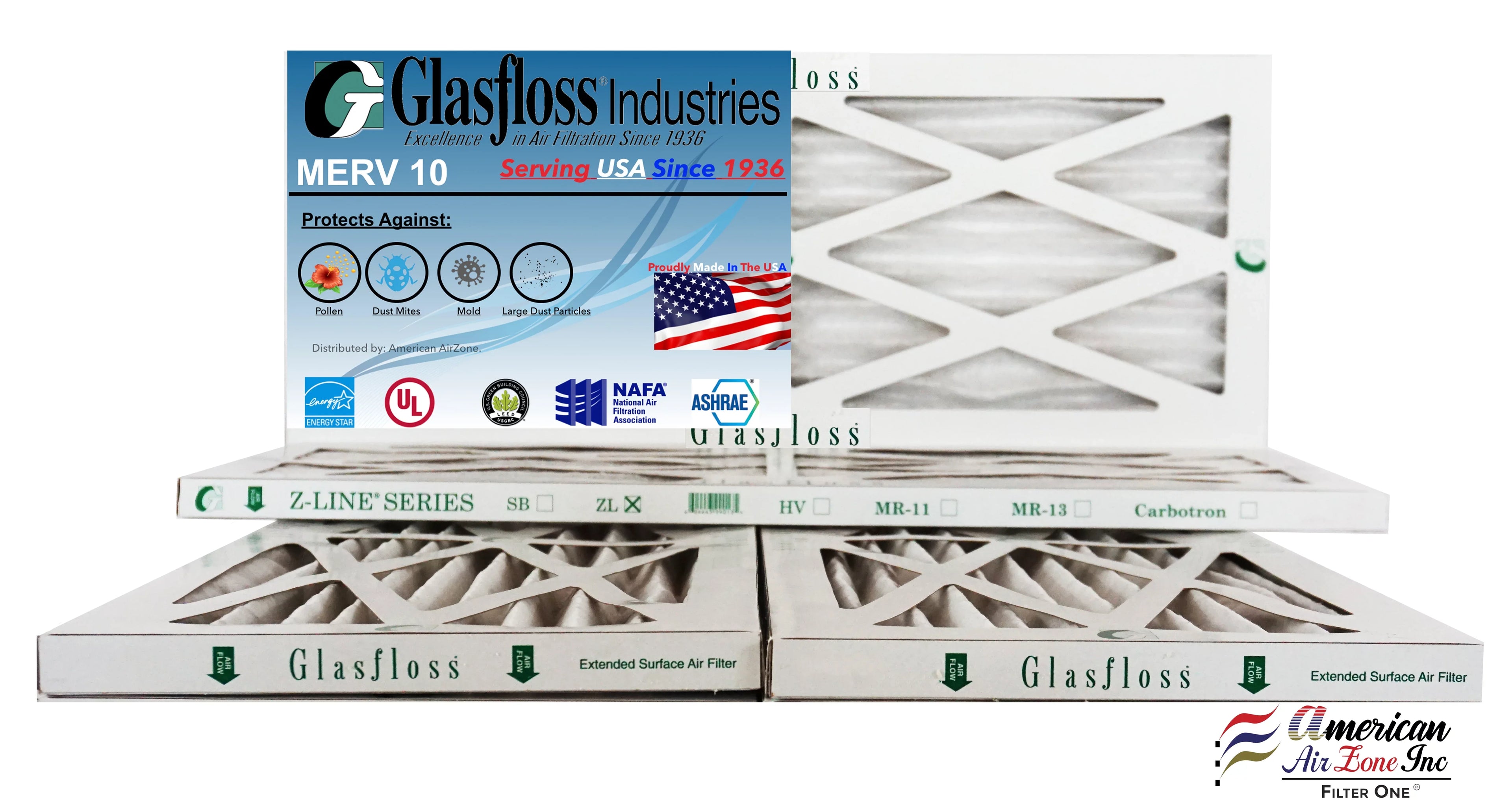 x Furnace inch) in -Qty:4 Glasfloss Air - - dimension: Filter 10 17.5x7/8 13x18x1 USA - MERV Made (Actual 12.5