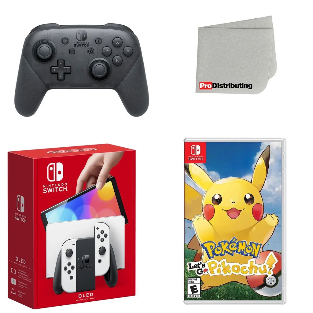 White Cloth Console Pikachu! Wireless Screen Extra Controller, Pokemon: Cleaning OLED Switch with and Let's Go, Nintendo