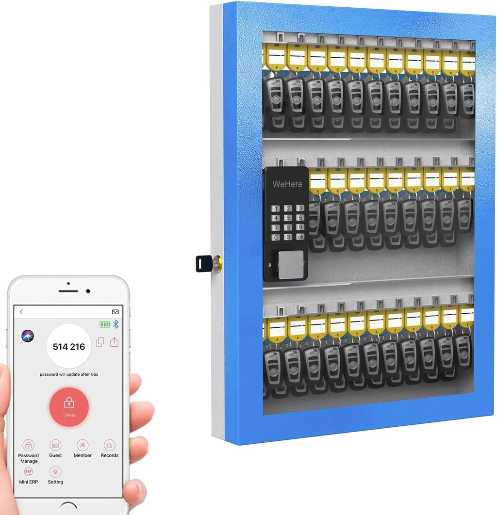 Cabinet Plus, Storage Car Lockbox, Smart Key Box for Share 96 Dealership，， Security OTP Bluetooth/Fixed Key Wall Code Half-Remote APP Mount, Lock