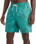 7" Inseam Swim Monogram Mens Small Allover Hilfiger Tommy Green Trunks Print